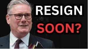 Close-up of a man in a suit with glasses beside the bold caption 'RESIGN SOON?' indicating a political commentary image.